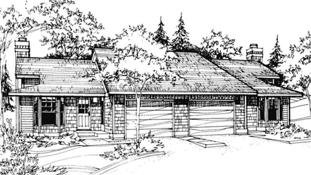 Front view of Duplex/Multi-Unit home (ThePlanCollection: House Plan #146-2901)