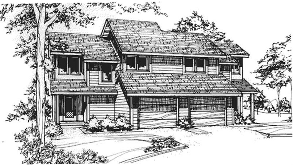 Front view of Duplex/Multi-Unit home (ThePlanCollection: House Plan #146-2903)