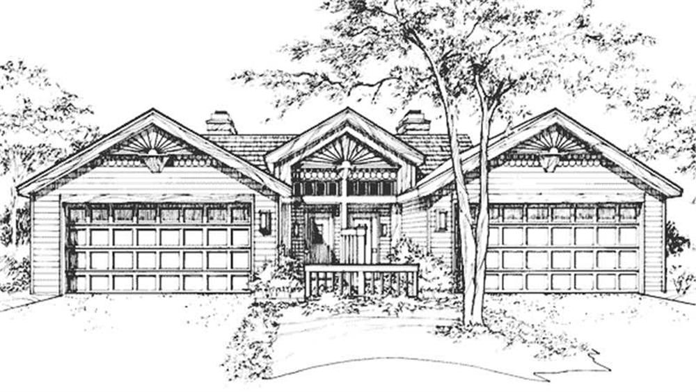 Front view of Duplex/Multi-Unit home (ThePlanCollection: House Plan #146-2909)