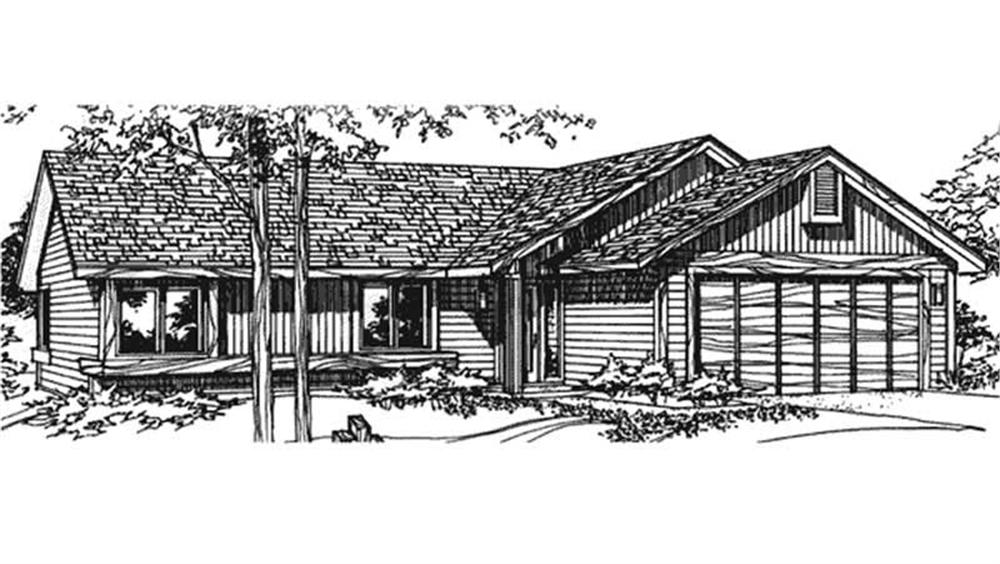 Front view of Country home (ThePlanCollection: House Plan #146-2910)