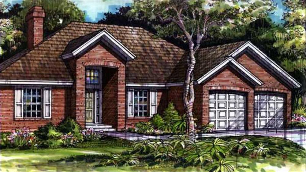 Front view of European home (ThePlanCollection: House Plan #146-2912)