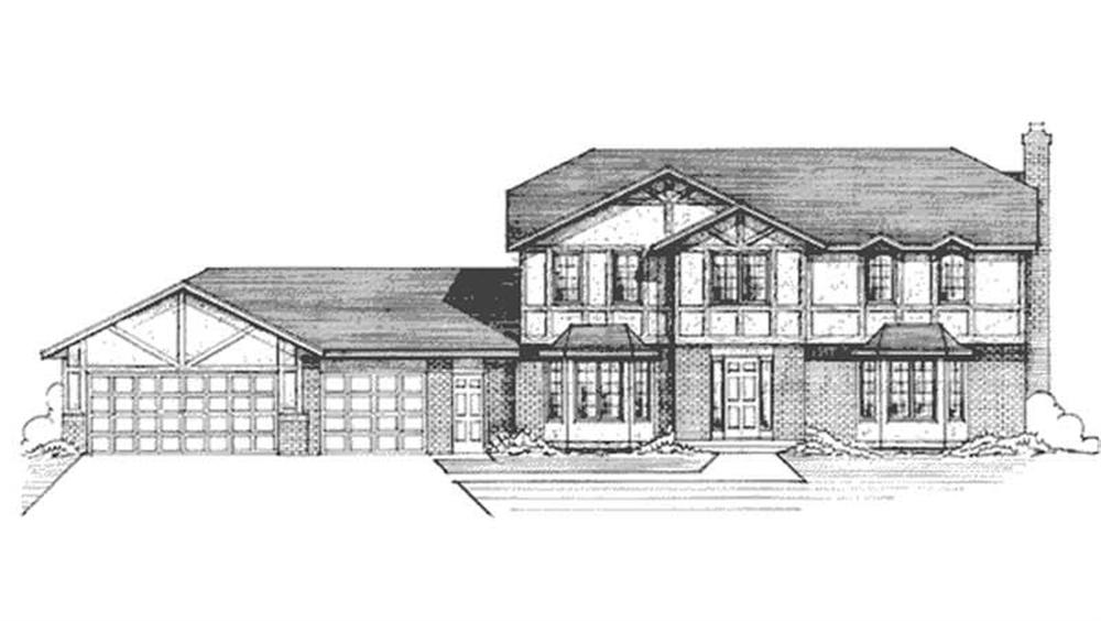 Front view of Colonial home (ThePlanCollection: House Plan #146-2914)
