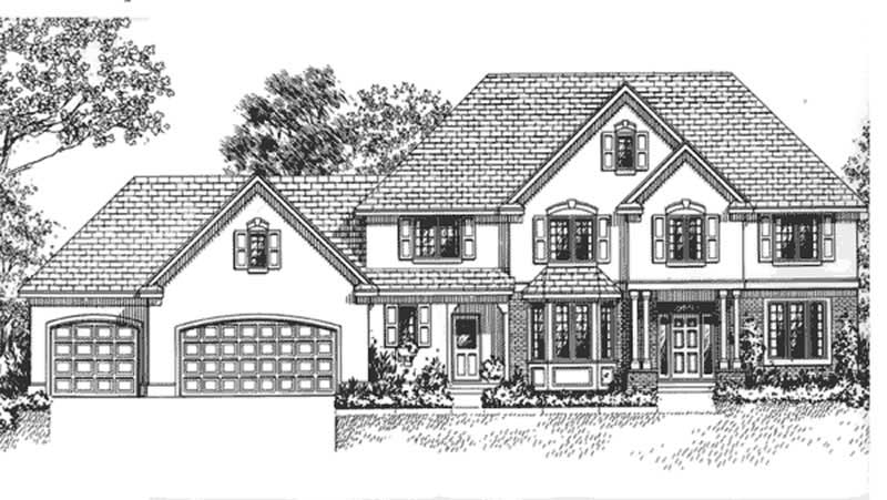 Home Plan Front Elevation of this 3-Bedroom,3194 Sq Ft Plan -146-2917