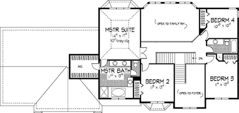 Floor Plan Second Story of European Plan #146-2917
