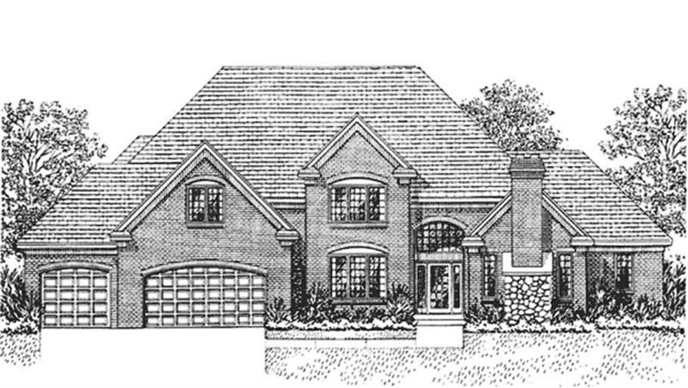Front view of European home (ThePlanCollection: House Plan #146-2919)