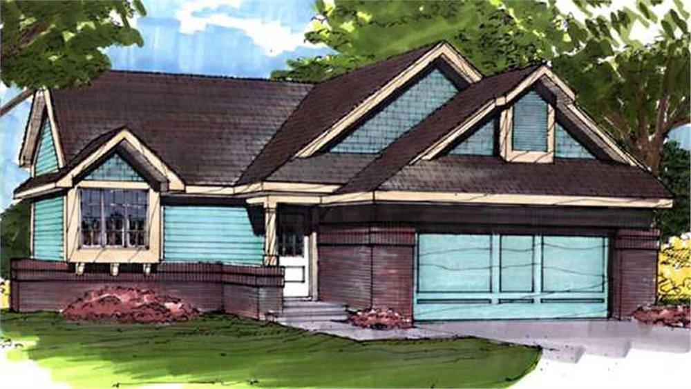 Front view of Country home (ThePlanCollection: House Plan #146-2922)