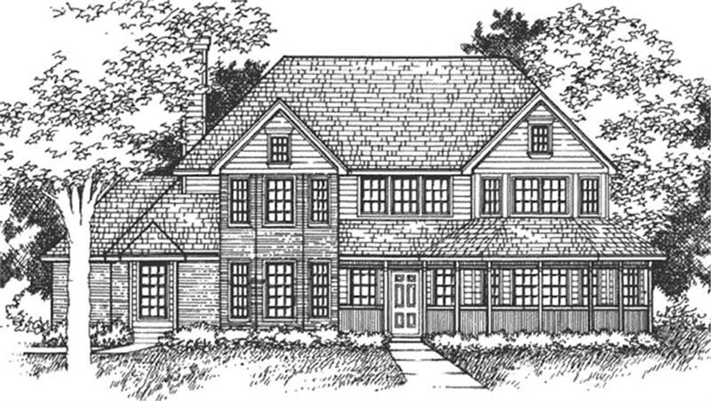 Front view of Country home (ThePlanCollection: House Plan #146-2925)