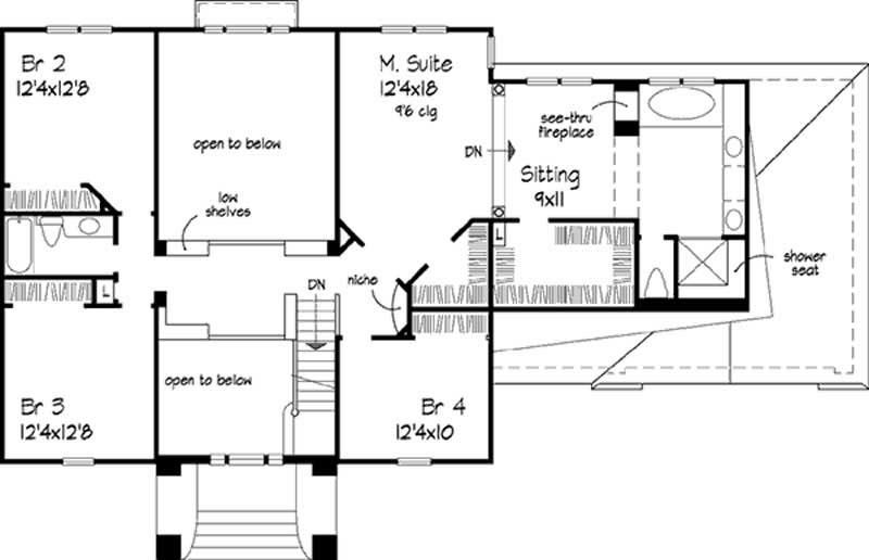 Floor Plan Second Story of Colonial Plan #146-2926