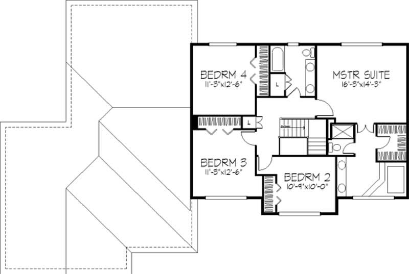 Floor Plan Second Story of Country Plan #146-2929