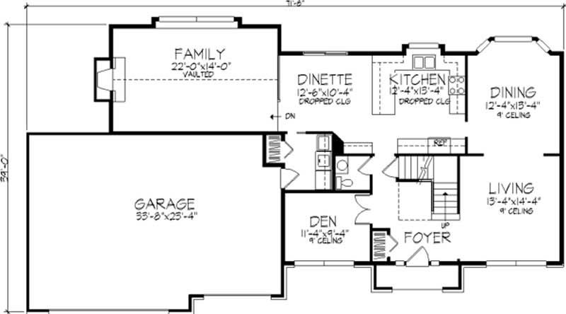 Floor Plan First Story of European Plan #146-2934
