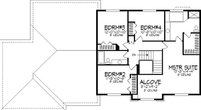 Floor Plan Second Story of European Plan #146-2934