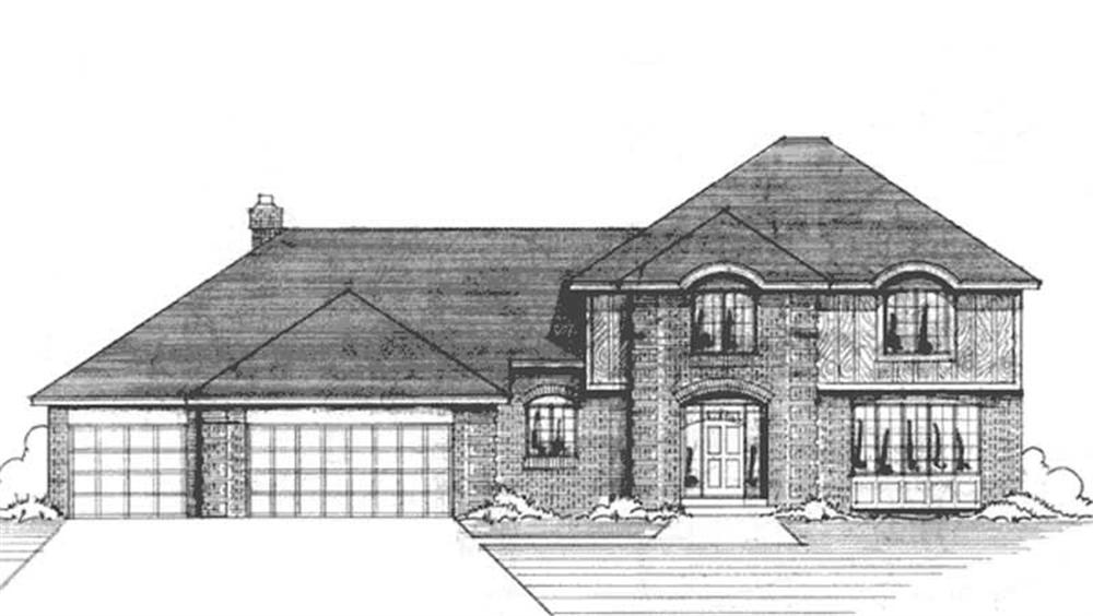 Front view of European home (ThePlanCollection: House Plan #146-2935)