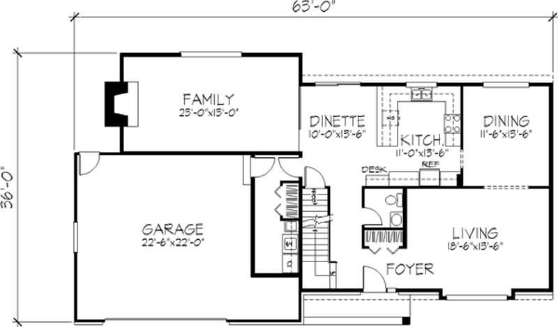 Floor Plan First Story of Tudor Plan #146-2937