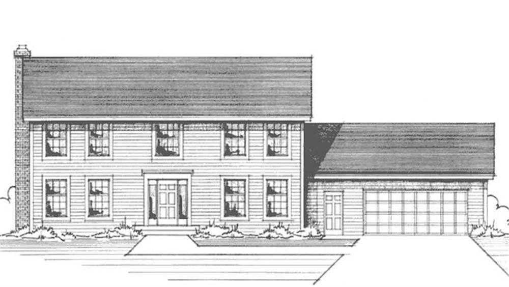 Front view of Colonial home (ThePlanCollection: House Plan #146-2940)