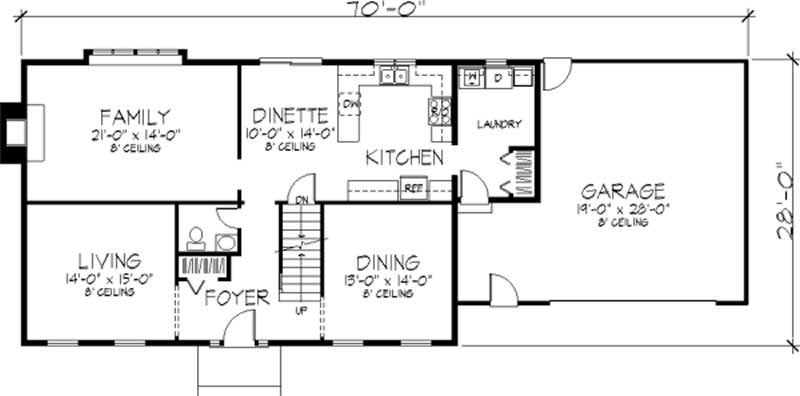Floor Plan First Story of Colonial Plan #146-2940