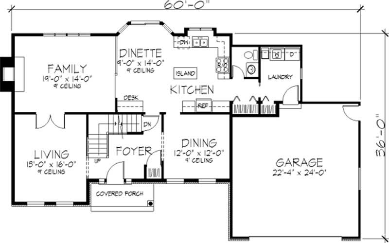 Floor Plan First Story of Colonial Plan #146-2941