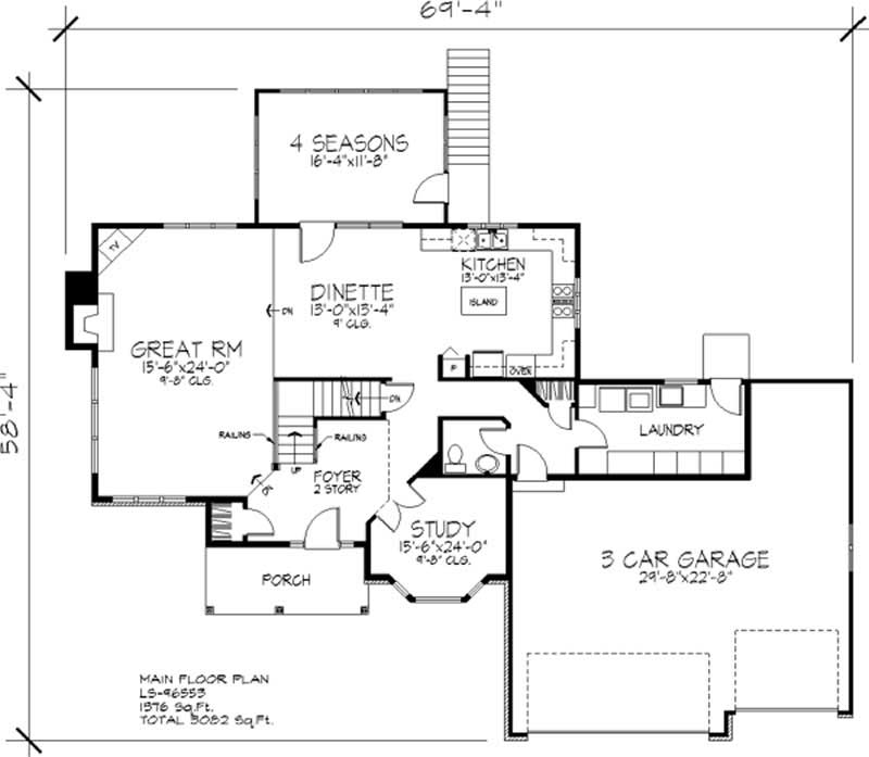 Floor Plan First Story of Colonial Plan #146-2942