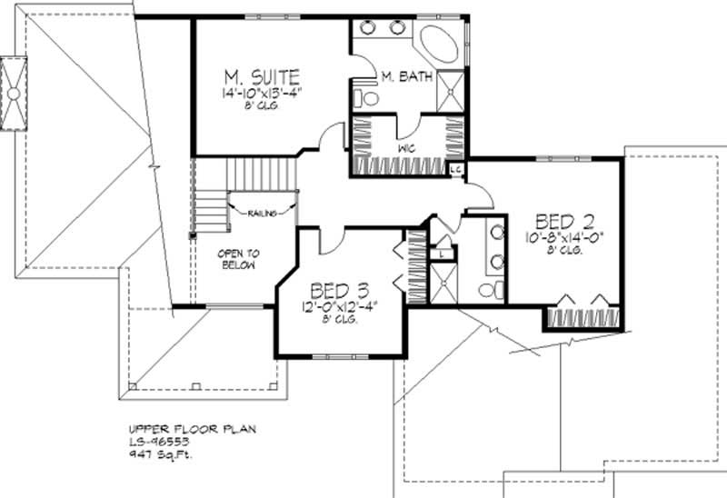Floor Plan Second Story of Colonial Plan #146-2942