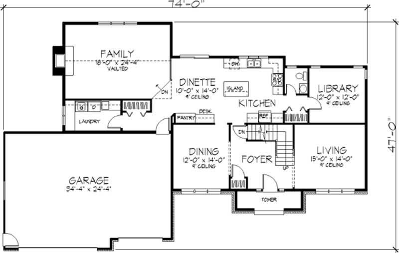 Floor Plan First Story of Colonial Plan #146-2945