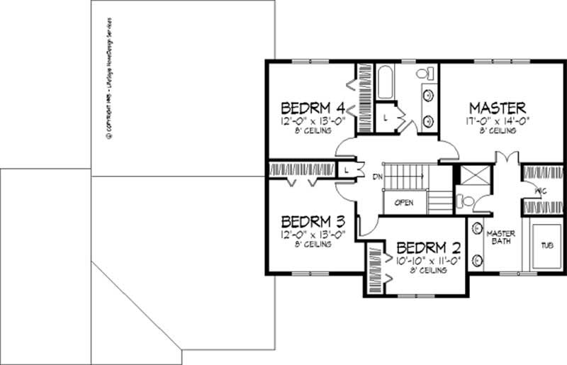 Floor Plan Second Story of Colonial Plan #146-2945