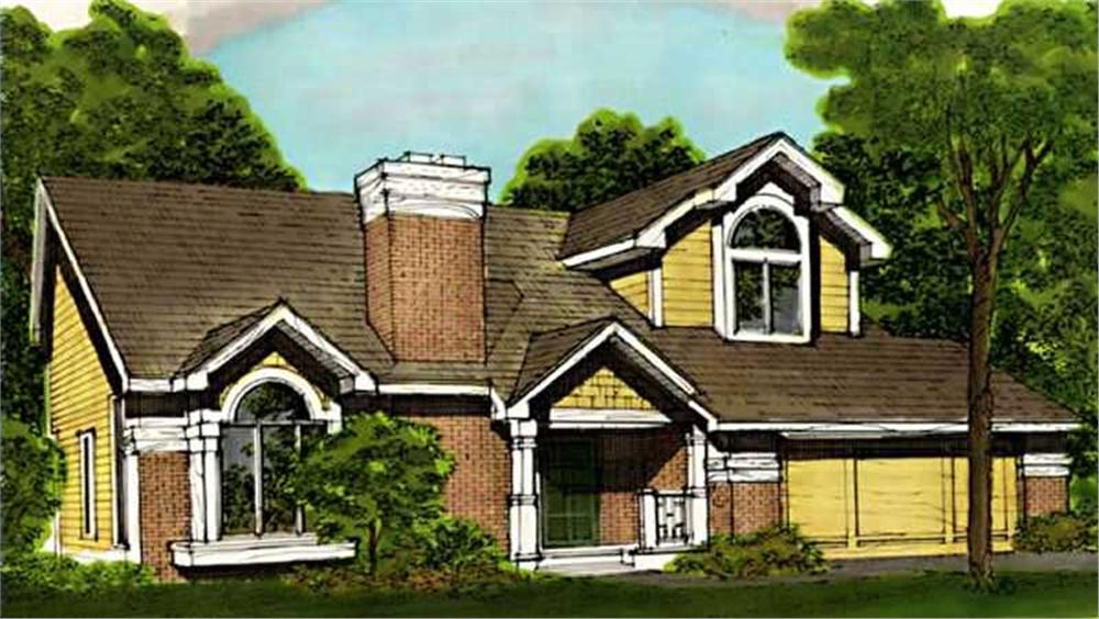 Front view of Country home (ThePlanCollection: House Plan #146-2954)