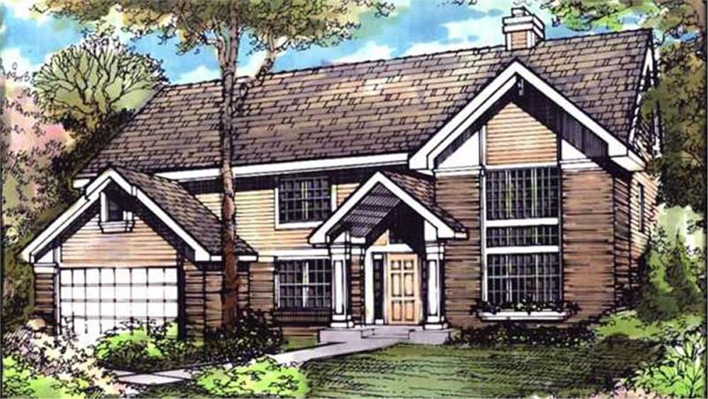 Front view of Country home (ThePlanCollection: House Plan #146-2955)
