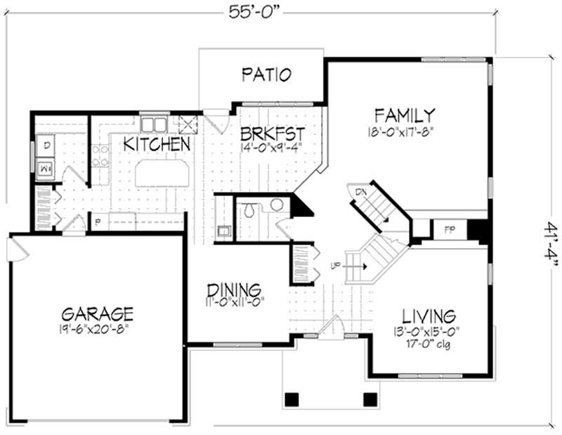 Floor Plan First Story of Country Plan #146-2955