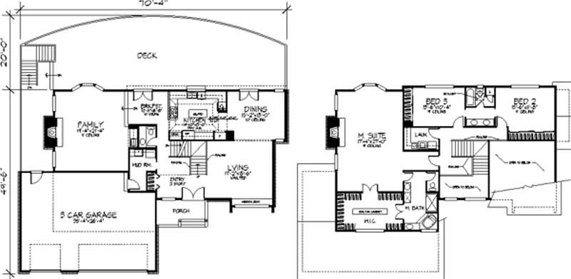 Floor Plan Second Story of Colonial Plan #146-2958