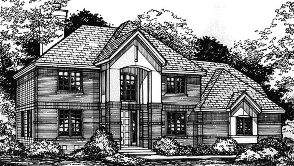 Front view of European home (ThePlanCollection: House Plan #146-2960)