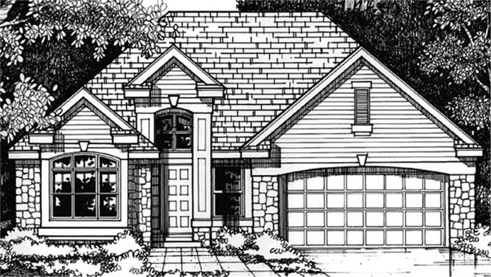Front view of European home (ThePlanCollection: House Plan #146-2963)