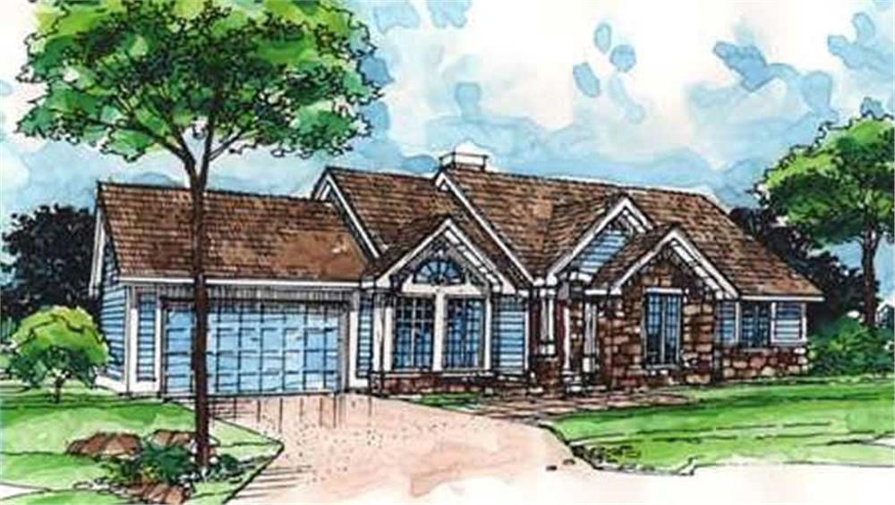 Front view of Ranch home (ThePlanCollection: House Plan #146-2965)
