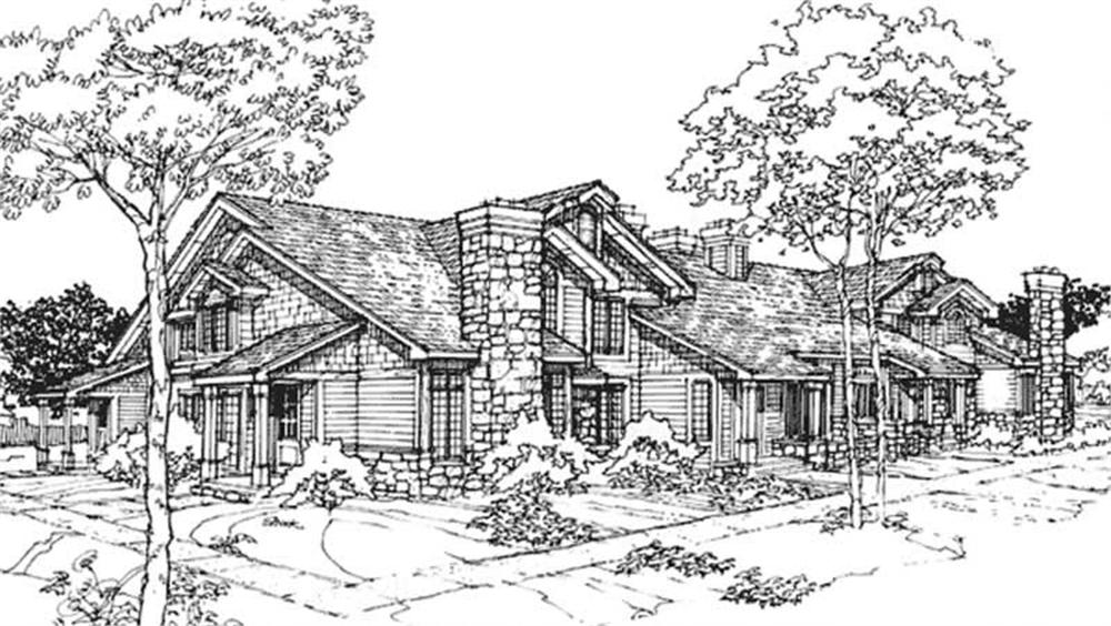Front view of Duplex/Multi-Unit home (ThePlanCollection: House Plan #146-2966)