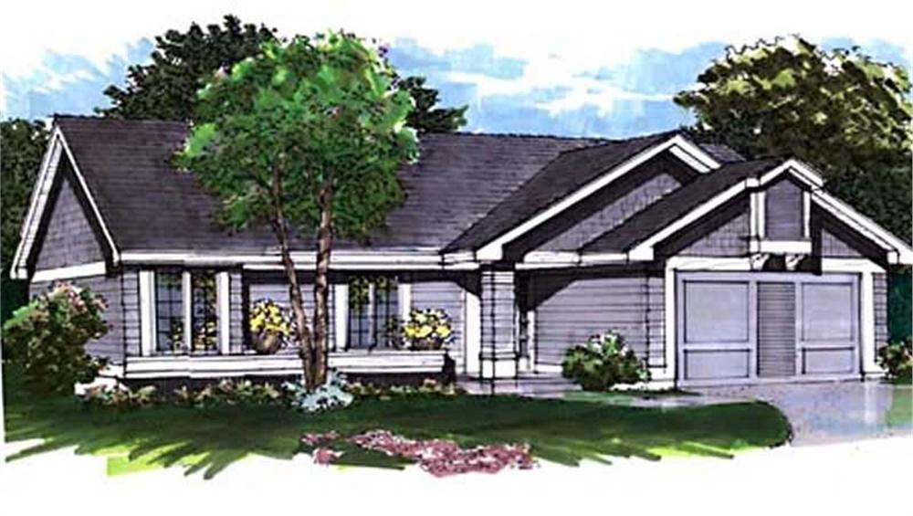 Front view of Ranch home (ThePlanCollection: House Plan #146-2969)