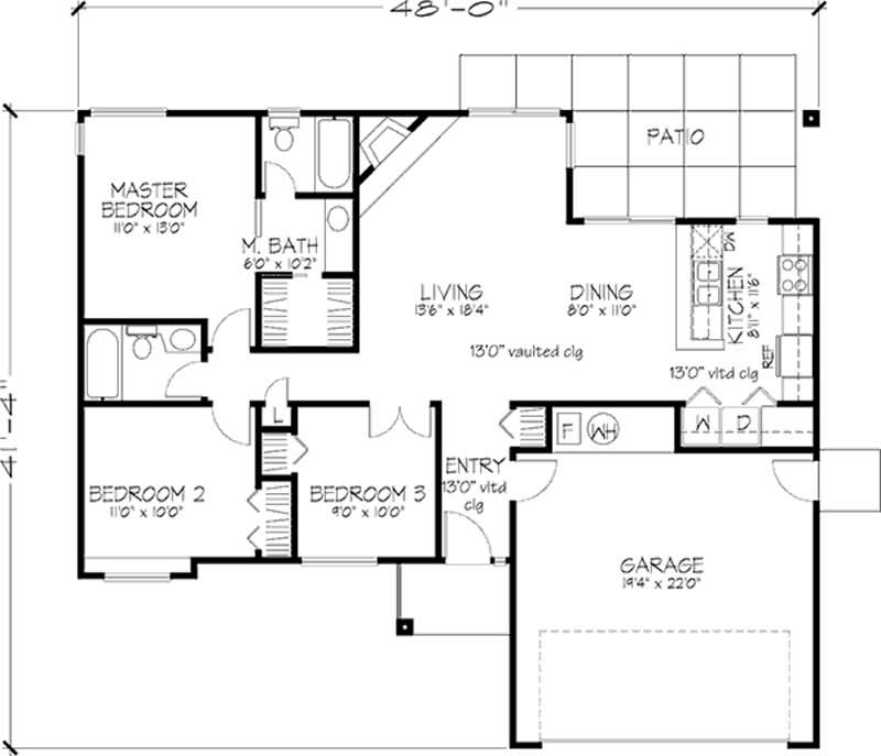 Floor Plan Second Story of Ranch Plan #146-2969