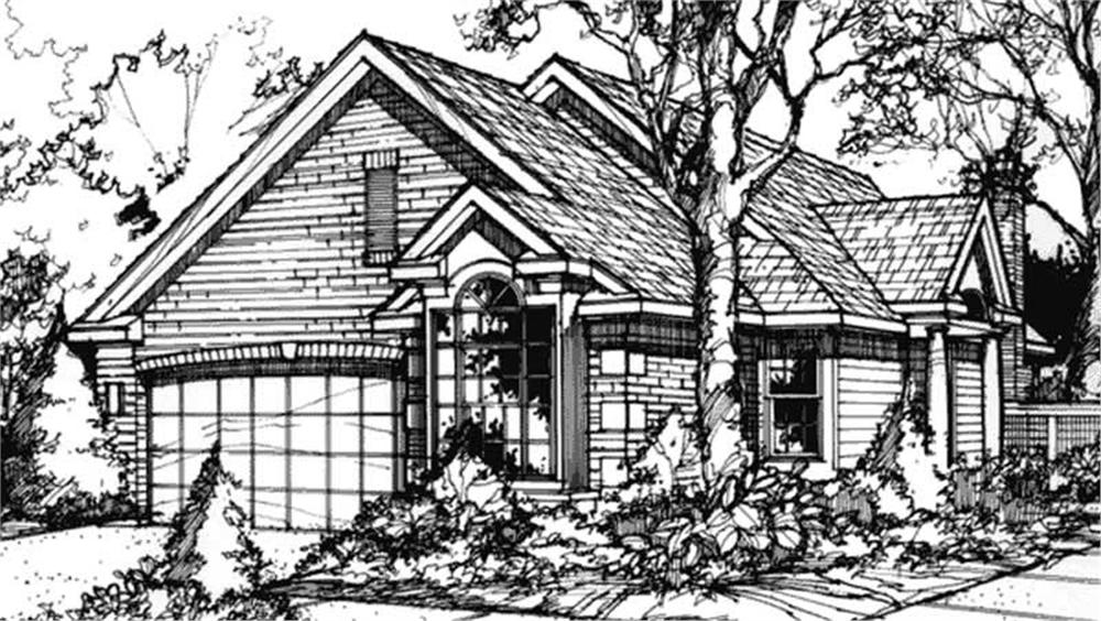 Front view of Country home (ThePlanCollection: House Plan #146-2971)