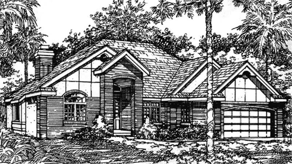 Front view of European home (ThePlanCollection: House Plan #146-2973)