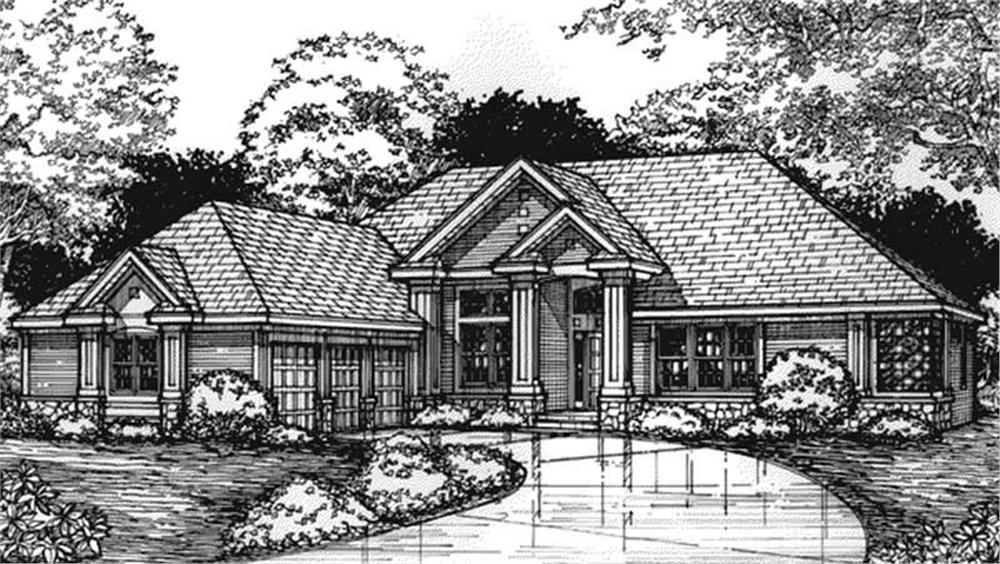 Front view of European home (ThePlanCollection: House Plan #146-2974)