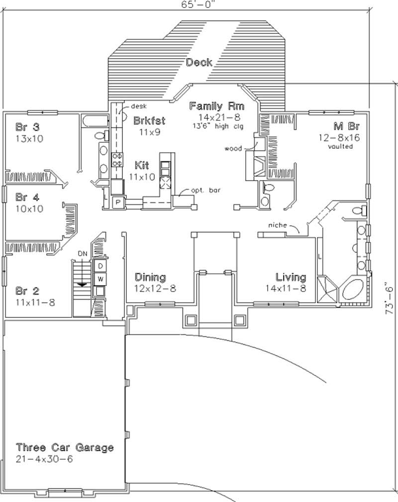 Floor Plan First Story of European Plan #146-2974