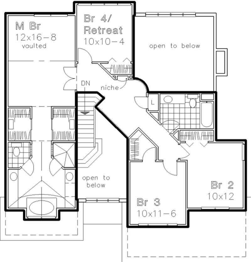 Floor Plan Second Story of Country Plan #146-2975