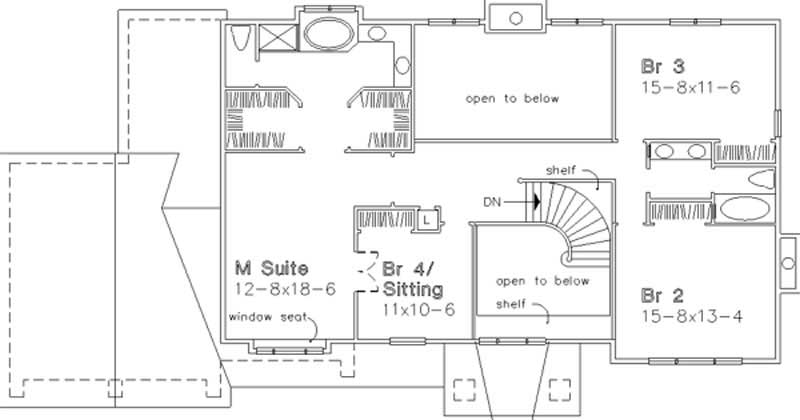 Floor Plan Second Story of European Plan #146-2981