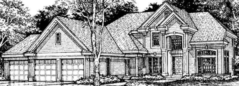 Home Plan Front Elevation of this 4-Bedroom,3469 Sq Ft Plan -146-2986
