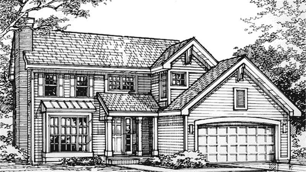 Front view of Country home (ThePlanCollection: House Plan #146-2987)