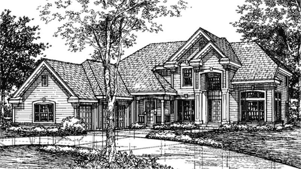 Front view of European home (ThePlanCollection: House Plan #146-2988)