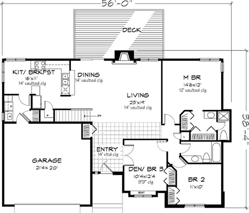 Floor Plan First Story of Country Plan #146-2990