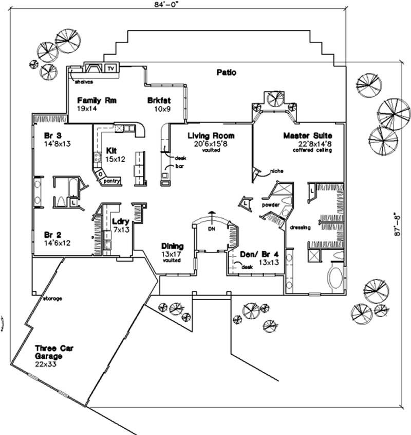 Floor Plan First Story of European Plan #146-2991