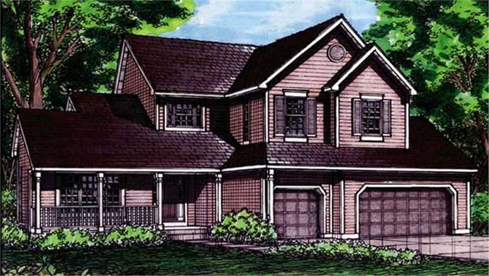 Front view of Country home (ThePlanCollection: House Plan #146-2994)