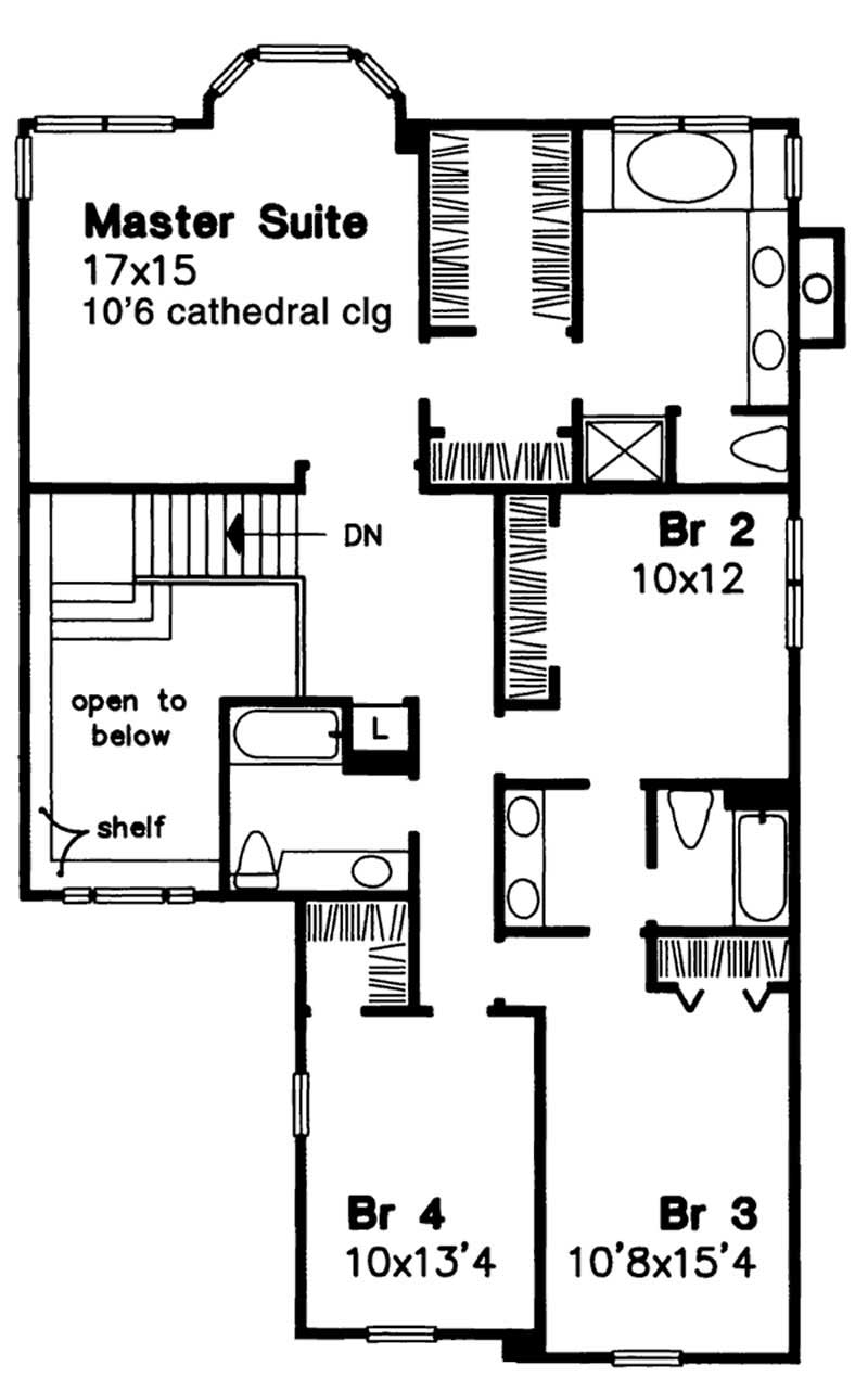 Floor Plan Second Story of Country Plan #146-2994