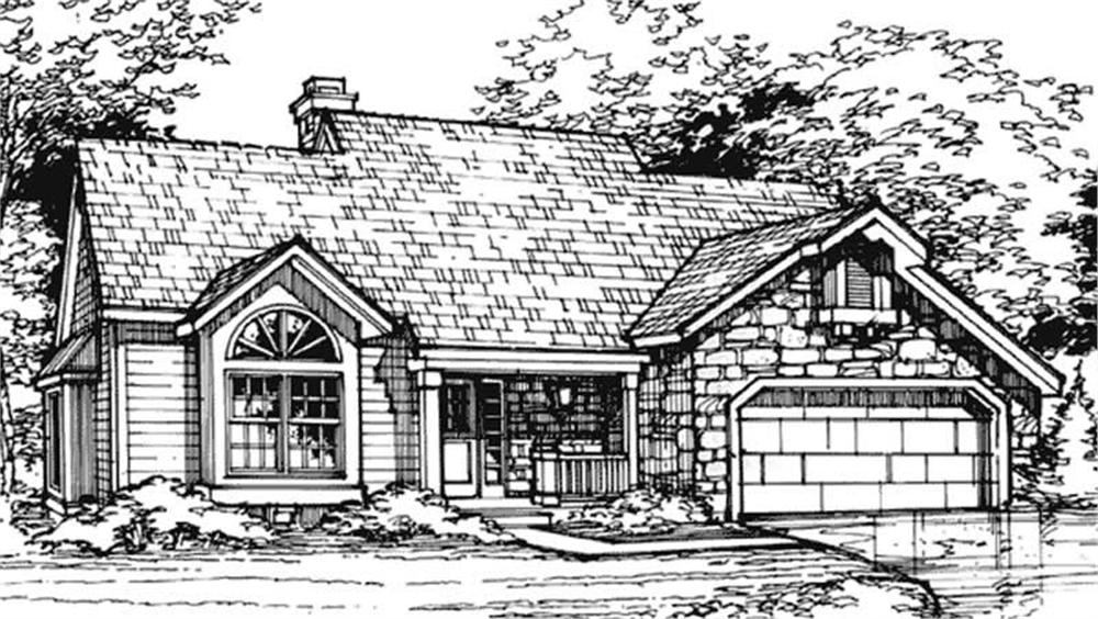 Front view of Cottage home (ThePlanCollection: House Plan #146-2997)