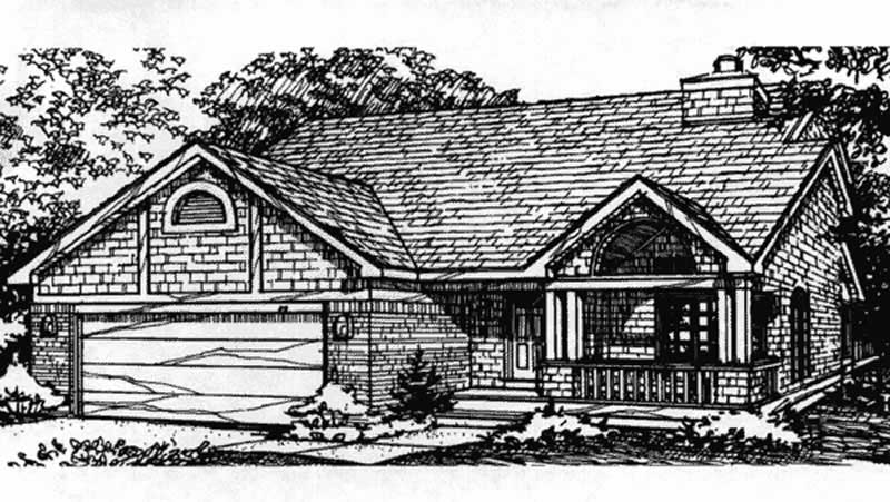Front view of Country home (ThePlanCollection: House Plan #146-2999)