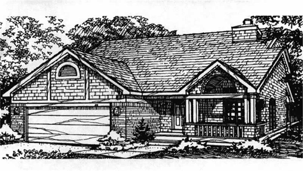 Front view of Country home (ThePlanCollection: House Plan #146-2999)